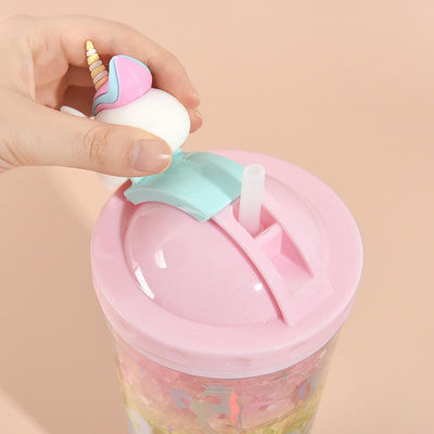 430 ml di doppia parete di plastica bevanda fredda tazza di gelato con paglia