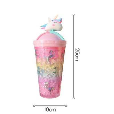 Bottiglia d'acqua di ritorno a scuola Nuova bottiglia di plastica a doppia parete con paglia e coperchio