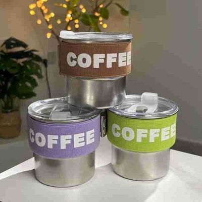 Tazze da caffè colore personalizzato 400ml 304 Acciaio inossidabile Mini termoflessa con corda