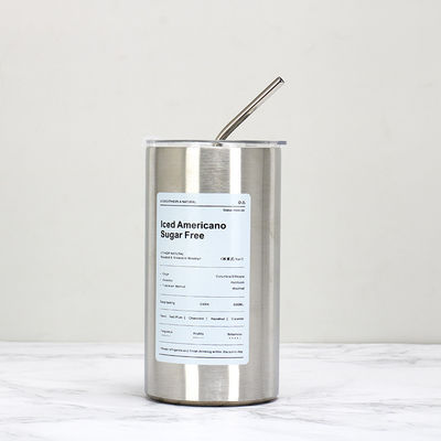 Acciaio inossidabile 320ml/600ml Coppe per caffè a doppia parete sottili, dritte e isolanti con coperchio e paglia