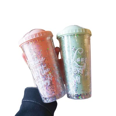 Doppio strato Net Red Ins Coppa d'acqua con paglia per Home Office Coppa di succo di latte per colazione