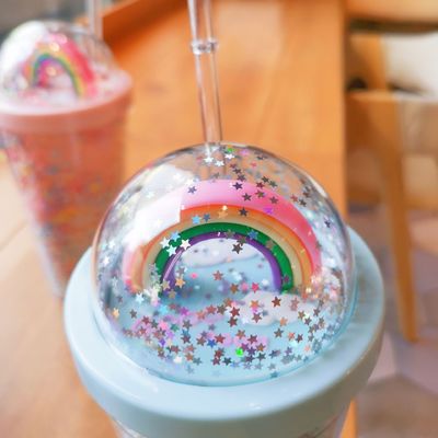 Doppio strato Net Red Ins Coppa d'acqua con paglia per Home Office Coppa di succo di latte per colazione