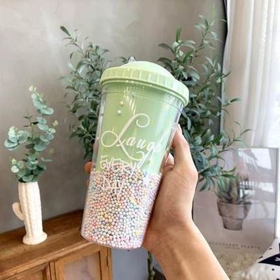 Performance di isolamento termico 550ml Chiaro senza BPA Glitter Ice Cream Travel Tumbler