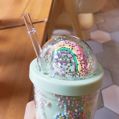 Bevande dirette Coppa da tè a doppia parete acrilica a cuppa di latte con sequine colore personalizzato