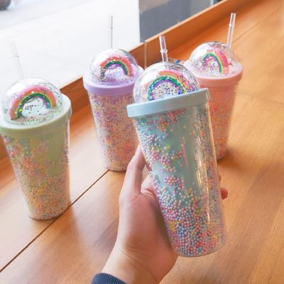 Bevande dirette Coppa da tè a doppia parete acrilica a cuppa di latte con sequine colore personalizzato