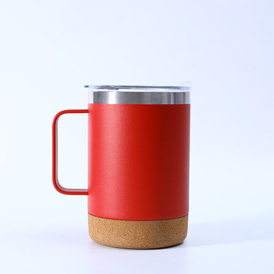 Elegante tazza da caffè in acciaio inossidabile da ufficio da 12 oz/16 oz con fondo di sughero e presa a mano