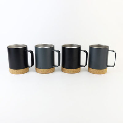 Elegante tazza da caffè in acciaio inossidabile da ufficio da 12 oz/16 oz con fondo di sughero e presa a mano