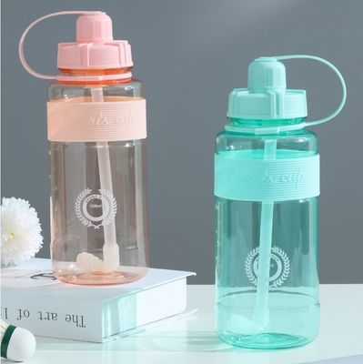 Unisex Direct Drinking 1000ml BPA Free Tritan Motivational Gym Bottiglia d'acqua di plastica con orologio