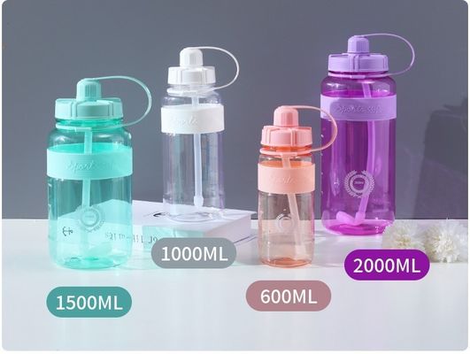 Unisex Direct Drinking 1000ml BPA Free Tritan Motivational Gym Bottiglia d'acqua di plastica con orologio