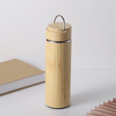 500ml Tazza dritta Logo personalizzato Acciaio inossidabile Tazza termo di bambù 304 Bottiglia d'acqua a vuoto interno