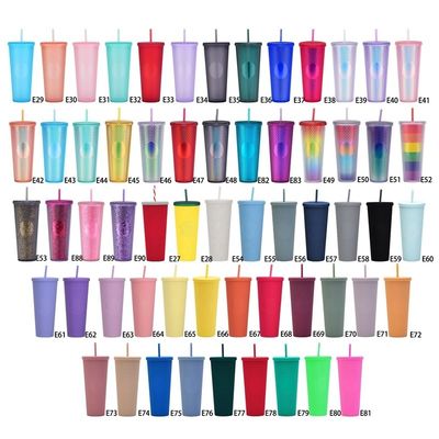 Coppe da bere in diamante riutilizzabili 24 oz Multi Colore Nera Stuffato Tumbler con Capo e paglia