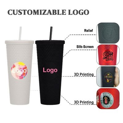 Coppe da bere in diamante riutilizzabili 24 oz Multi Colore Nera Stuffato Tumbler con Capo e paglia