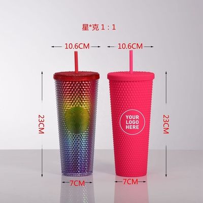Coppe da bere in diamante riutilizzabili 24 oz Multi Colore Nera Stuffato Tumbler con Capo e paglia