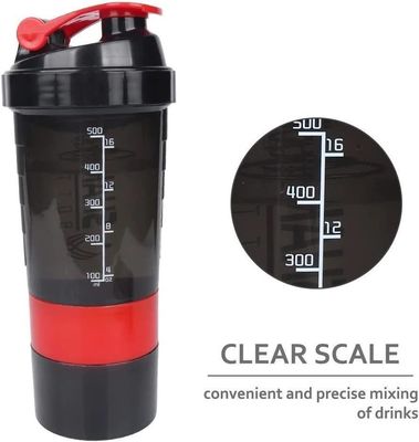 Unisex Custom Logo 500ml Bpa Free Shaker Bottle PP Milk Shake Cup Protein Powder Fitness Gym Sport Bottiglia d'acqua con palla di miscelazione