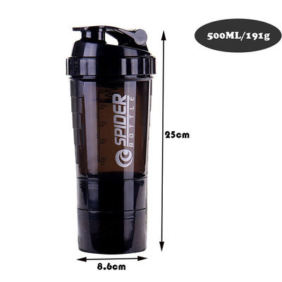 Unisex Custom Logo 500ml Bpa Free Shaker Bottle PP Milk Shake Cup Protein Powder Fitness Gym Sport Bottiglia d'acqua con palla di miscelazione
