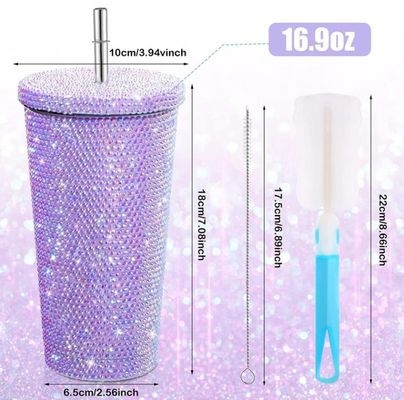 500ml/750ml Tumbler colore personalizzato doppio isolante in acciaio inossidabile bottiglia da viaggio all'aperto con cannucce