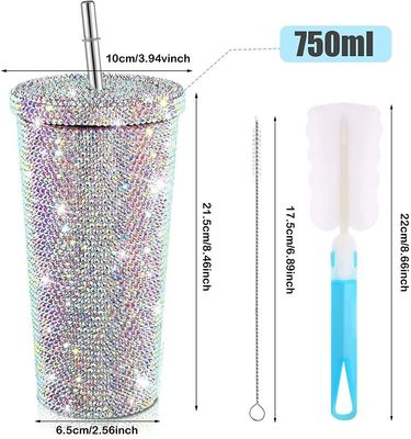 500ml/750ml Tumbler colore personalizzato doppio isolante in acciaio inossidabile bottiglia da viaggio all'aperto con cannucce