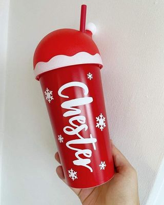 Tazze tipo drinkware regalo di Natale 20oz tazza Tumbler con cappello di Babbo Natale coperchio e paglia