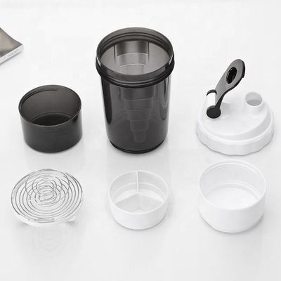 500 ml Tre strati di plastica Gym Fitness Protein Shaker Bottiglia d'acqua per sport all' aperto