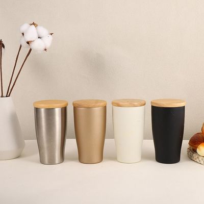 Colore in acciaio inossidabile Custom 350ml BPA Free Vacuum Tumbler con coperchio di bambù accettabile OEM
