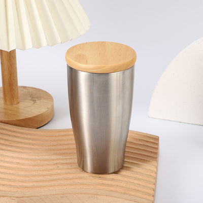 Tazza di caffè in acciaio inossidabile a vuoto 350 ml BPA libera Tazza a doppia parete con coperchio di bambù
