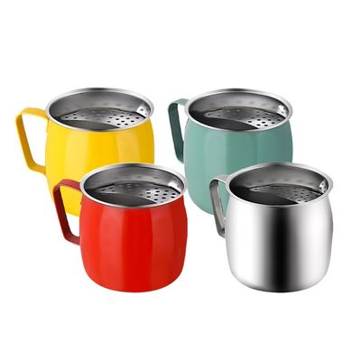 Fornitura diretta Tazza da tè in acciaio inossidabile 304 Tazza portatile di qualità alimentare con filtro a mezza luna