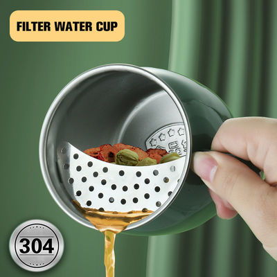 Fornitura diretta Tazza da tè in acciaio inossidabile 304 Tazza portatile di qualità alimentare con filtro a mezza luna