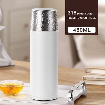 Coppa dritta 316 in acciaio inossidabile Coperchio a molla Bottiglia termica portatile con filtro del tè