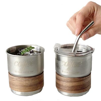 Tazza da tè e da caffè in acciaio inossidabile con logo stampato su misura e maniche antiscaldamento