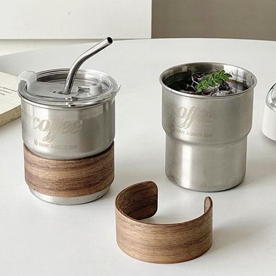 Tazza da tè e da caffè in acciaio inossidabile con logo stampato su misura e maniche antiscaldamento