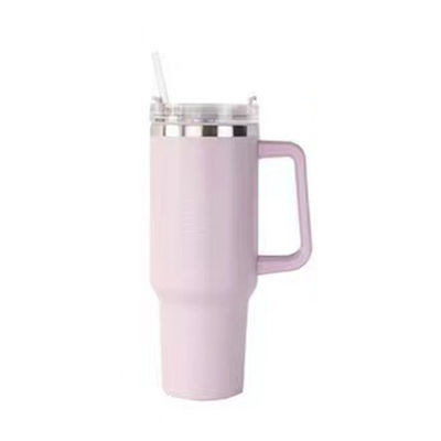 Tazza di viaggio in acciaio inossidabile a doppia parete di 40 oz con manico a colori personalizzati