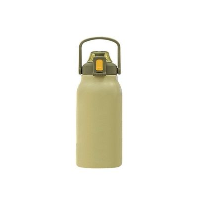 Bottiglia d'acqua portatile in acciaio inossidabile da 1300 ml con coperchio di paglia a bocca larga e logo personalizzato