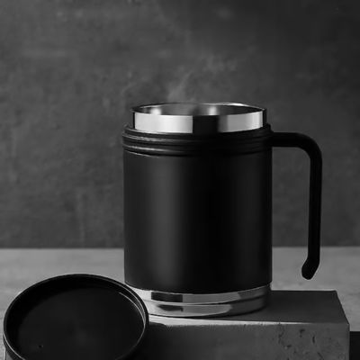 Tazza da caffè in acciaio inossidabile a doppia parete per tutte le stagioni con maniglia portatile