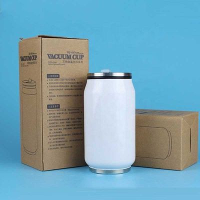12oz 17oz doppia parete in acciaio inossidabile lattina di soda con portabevande a coperchio di paglia