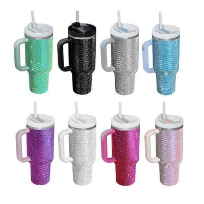 Tazza a doppia parete a colori freddi 300 ml/400 ml con coperchio con punteggio di diamanti