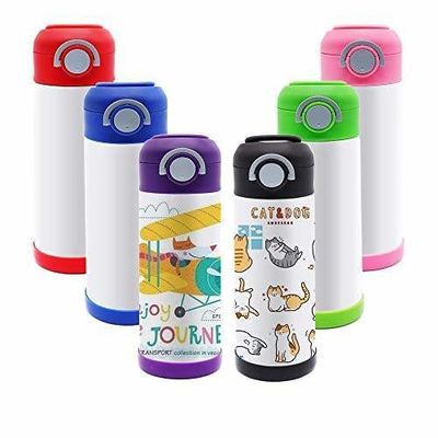 12 oz di sublimazione bianca bianca bottiglia per bambini in acciaio inossidabile doppio muro aspirapolvere per bambini bottiglia d'acqua