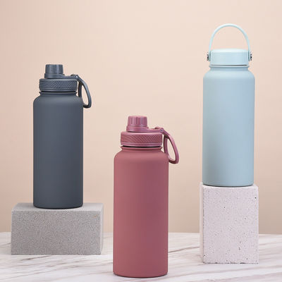 1 litro di bottiglie d'acqua in acciaio inossidabile con maniglia e bottiglia di plastica a vuoto