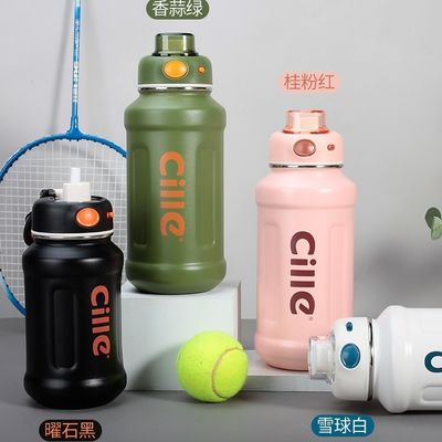 620ml/950ml Capacità Matte Man Bike Isolata bottiglia d'acqua con coperchio in acciaio inossidabile curvo