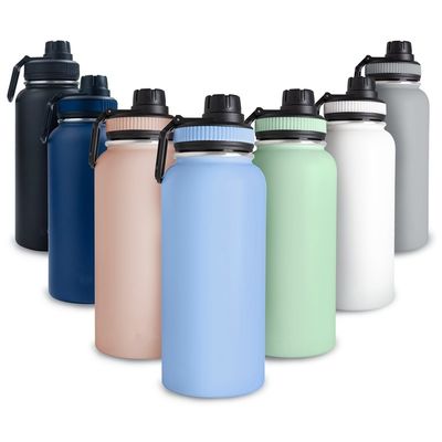 32 oz doppia parete in acciaio inossidabile bottiglia sportiva con maniglia coperchio bottiglia d'acqua vuoto