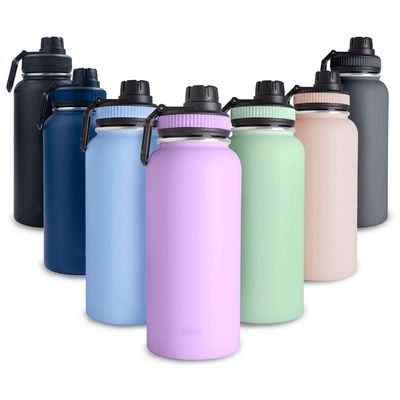 32 oz doppia parete in acciaio inossidabile bottiglia sportiva con maniglia coperchio bottiglia d'acqua vuoto