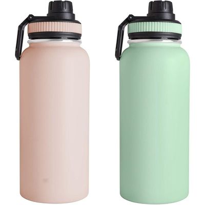 32 oz doppia parete in acciaio inossidabile bottiglia sportiva con maniglia coperchio bottiglia d'acqua vuoto