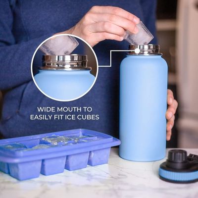 32 oz doppia parete in acciaio inossidabile bottiglia sportiva con maniglia coperchio bottiglia d'acqua vuoto