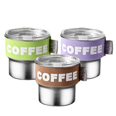Coppa da caffè in acciaio inossidabile 304 con coperchio portatile e compatto