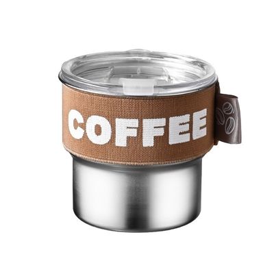 Coppa da caffè in acciaio inossidabile 304 con coperchio portatile e compatto