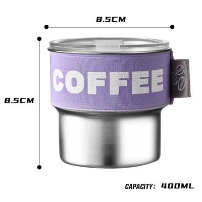 Coppa da caffè in acciaio inossidabile 304 con coperchio portatile e compatto