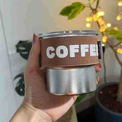 Coppa da caffè in acciaio inossidabile 304 con coperchio portatile e compatto