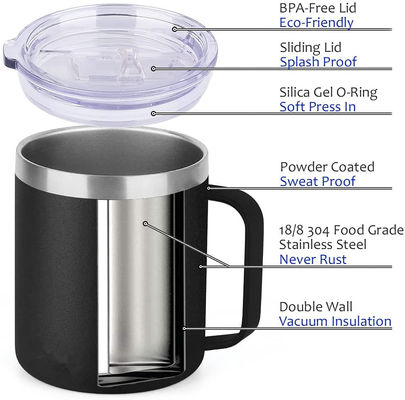 14 oz doppio isolante in acciaio inossidabile Mug di viaggio personalizzato per tutto il giorno bevande calde o fredde
