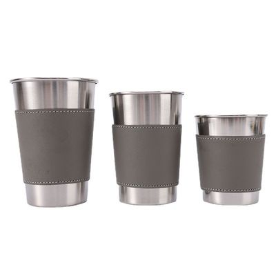 170ML 330ML 500ML Tazza da birra in acciaio inossidabile Tazza portatile da campeggio con custodia in pelle