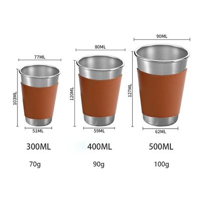 170ML 330ML 500ML Tazza da birra in acciaio inossidabile Tazza portatile da campeggio con custodia in pelle