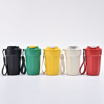 Tazza da caffè personalizzata Tazza da caffè da viaggio in acciaio inossidabile giallo con coperchio e isolamento da vuoto